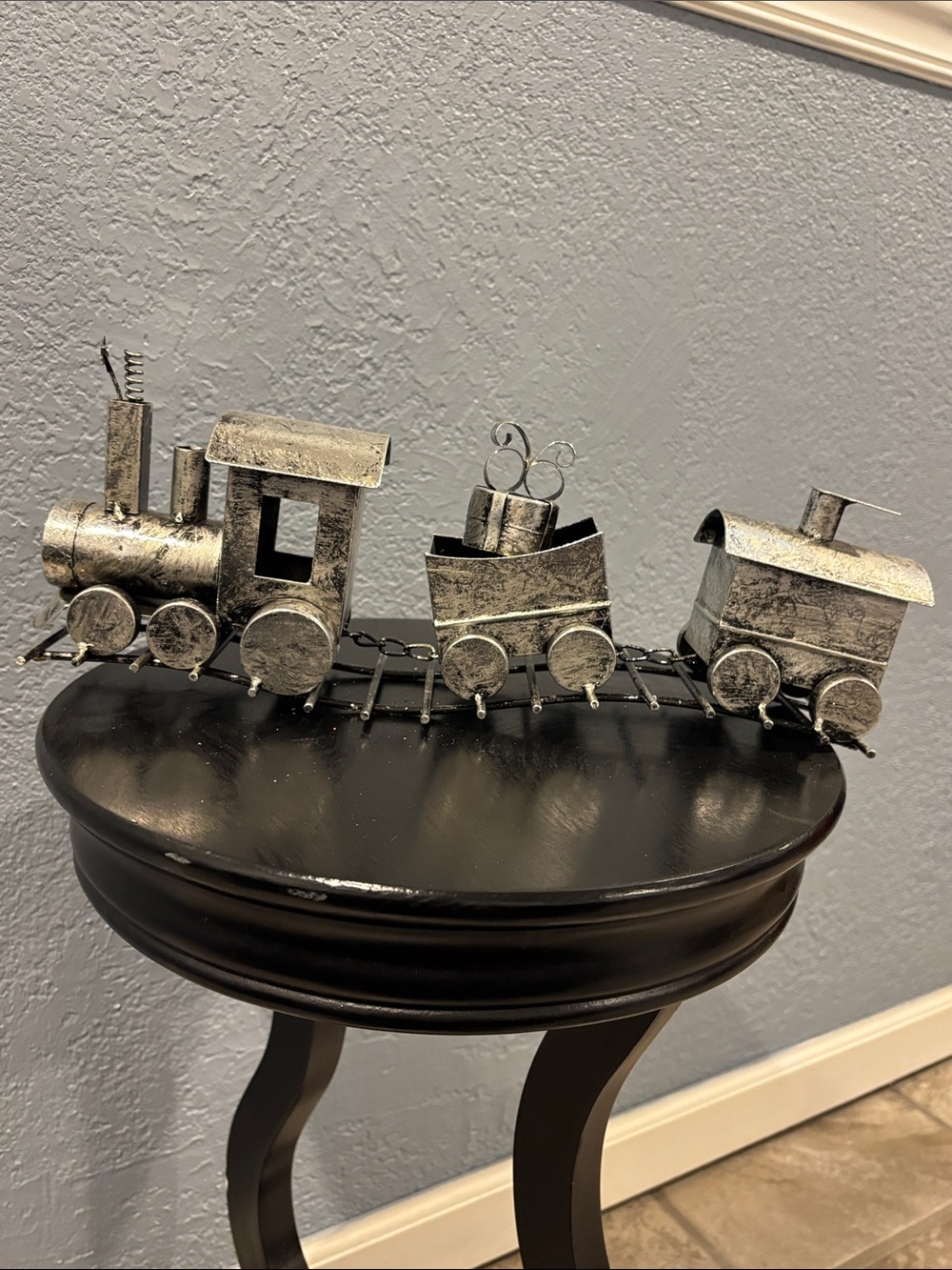 Metallic Silver Decorative Train Sculpture - Christmas Home Accents